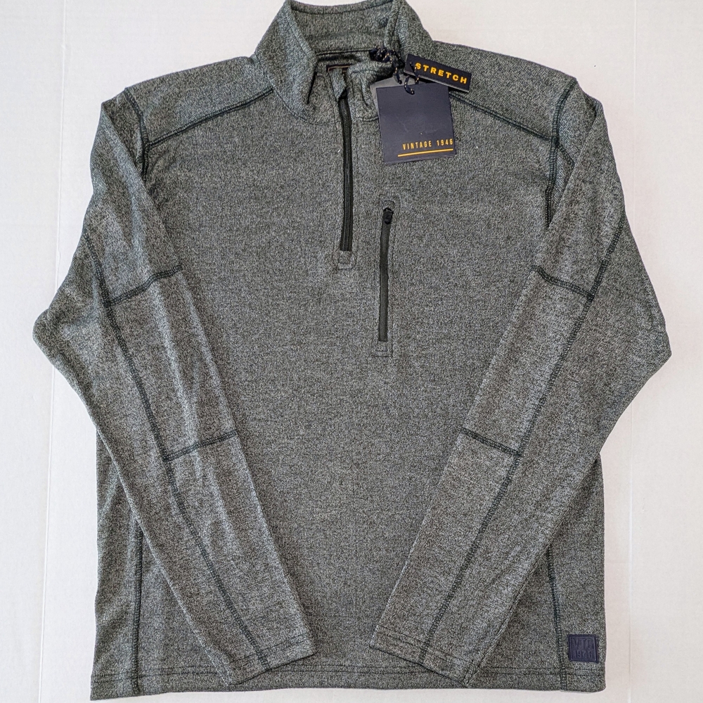 Vintage 1946 Green and Gray Quarter-Zip Pullover